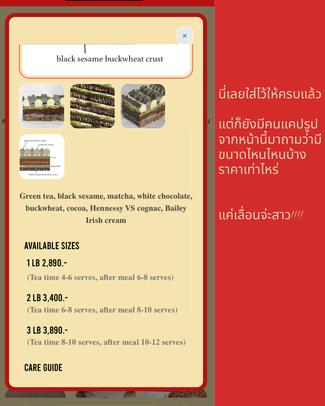 Basque Cake Size Guide